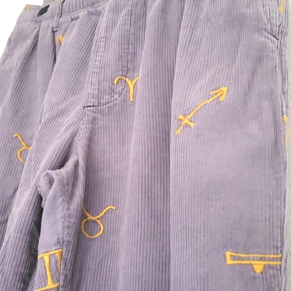 Urban Outfitters Zodiac Corduroy Pants Lavender Gold Astrology Unisex Size L - Picture 2 of 13
